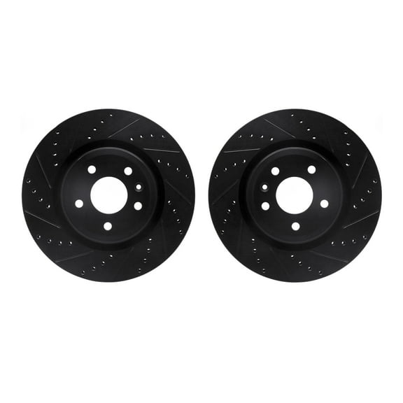 Dynamic Friction Company Front Brake Rotors-Drilled and Slotted-Black 8002-54079