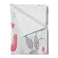 thumbnail image 2 of Pink and Grey Soft Flannel Fleece Blanket, Retro Floral Love Birds on Branches Leaves Romantic Nature Vibes Graphic, Cozy Plush for Indoor and Outdoor Use, 70" x 90", Pale Grey Pink, by Ambesonne, 2 of 5