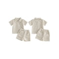 thumbnail image 2 of BemeyourBBs Toddler Baby Boy Summer Clothes 2 Pieces Outfits Textured Plaid Short Sleeve Button Down UP Collar Shirts Pockets Shorts Set, 2 of 9