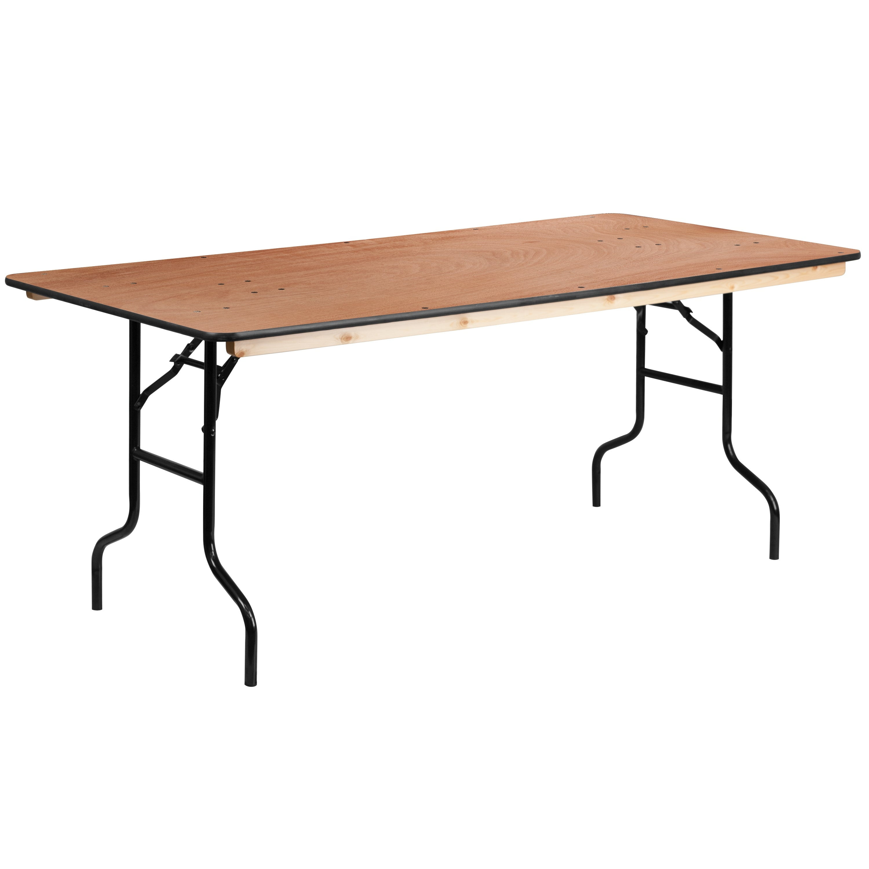 Lancaster Home 6Foot Rectangular Wood Folding Banquet Table with Clear Coated Finished Top