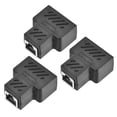 thumbnail image 5 of Acoplador en línea Uxcell RJ45 Splitter 1 a 2 Adaptador Extensor de Cable Ethernet Cat7 Cat6 Cat5e Negro 3Pcs, 5 of 5