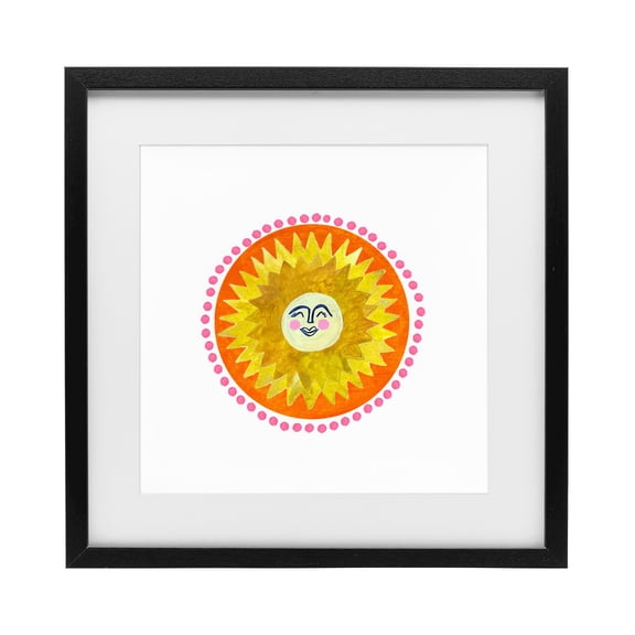Stupell Industries Eclectic Yellow & Orange Smiling Sun Black Framed Print Under Glass, 13 x 13, by Katherine Herrell Studio