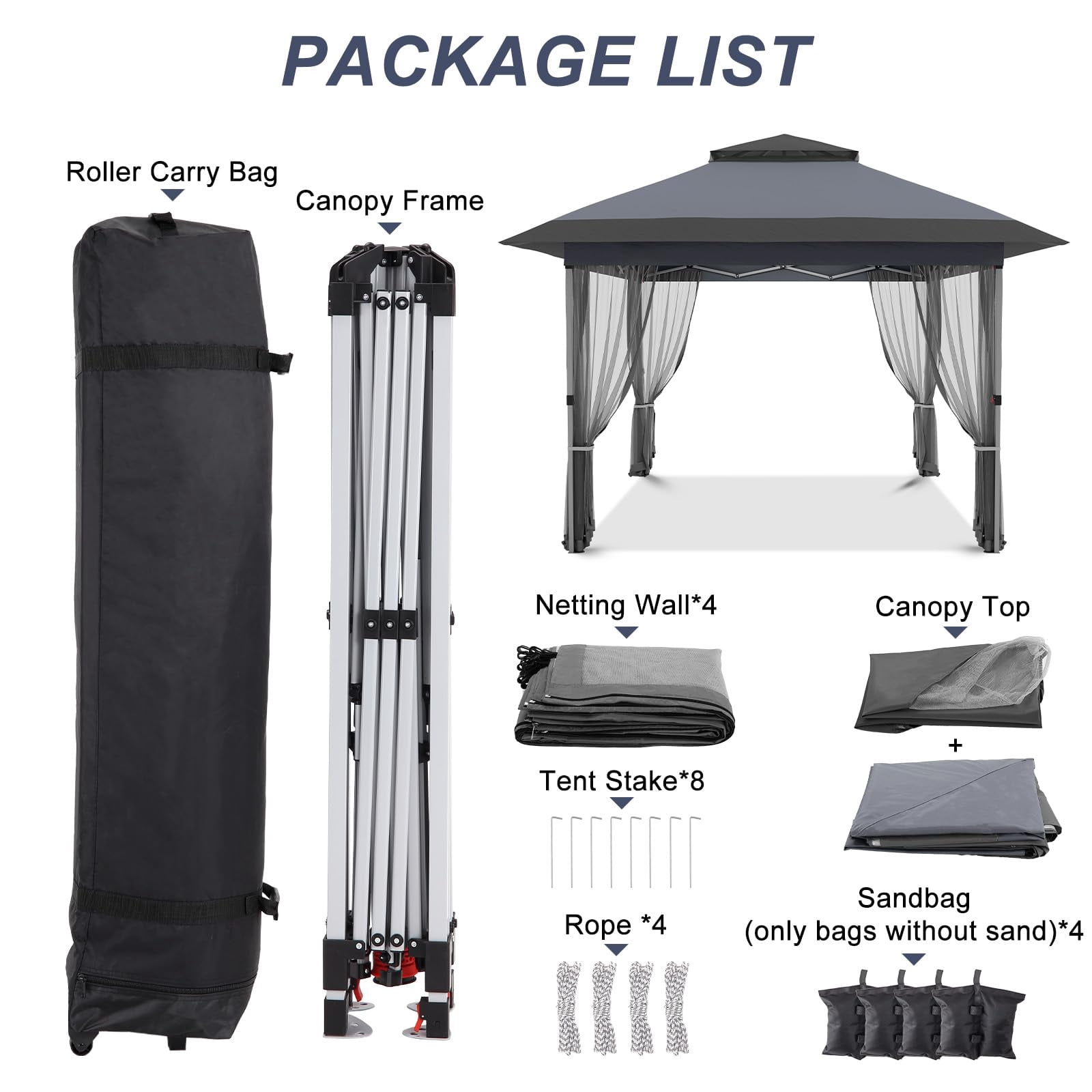 Joyspirit 10x12 Ft Pop Up Gazebo - Outdoor Canopy Tent with Mosquito Netting, Portable Gazebo with Wheeled Carry Bag for Lawn, Garden, and Backyard