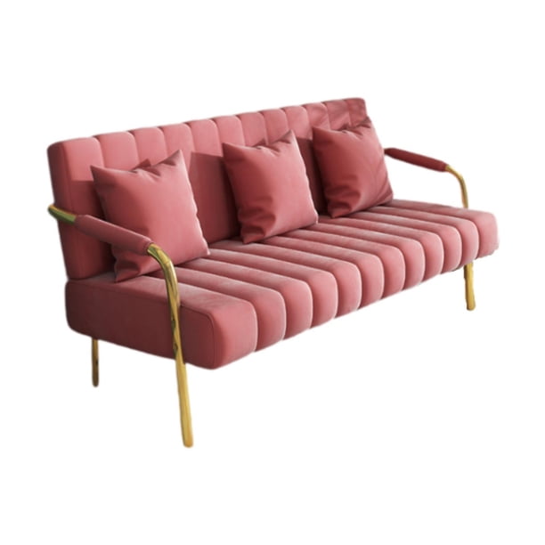 Sofá moderno de 3 plazas, sofá suave y profundo, sofá tapizado con patas de Metal dorado para salón, hogar, apartamento, muebles