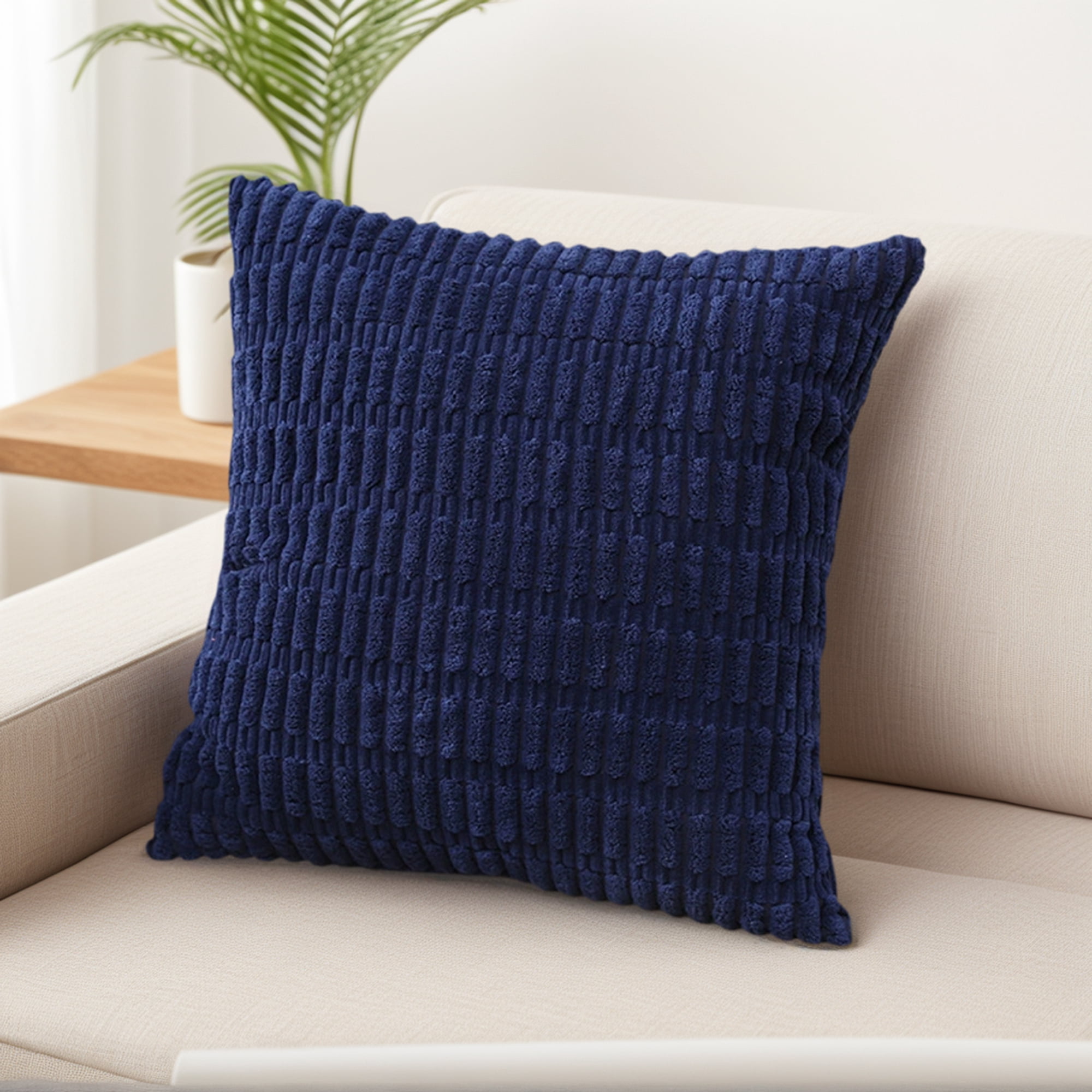 Unique Bargains 4 Pcs Modern Solid Throw Pillow Covers for Sofa 18" x 18" Dark Blue/Green