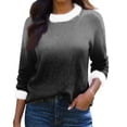 thumbnail image 5 of Women's Wool-Collar Pullover Sweater Long Sleeve with Gradient Print Casual Knit for Fall and Winter Style, Ideal for Holiday Parties and Casual Outfits, Trendy and Cozy,Black,S, 5 of 6