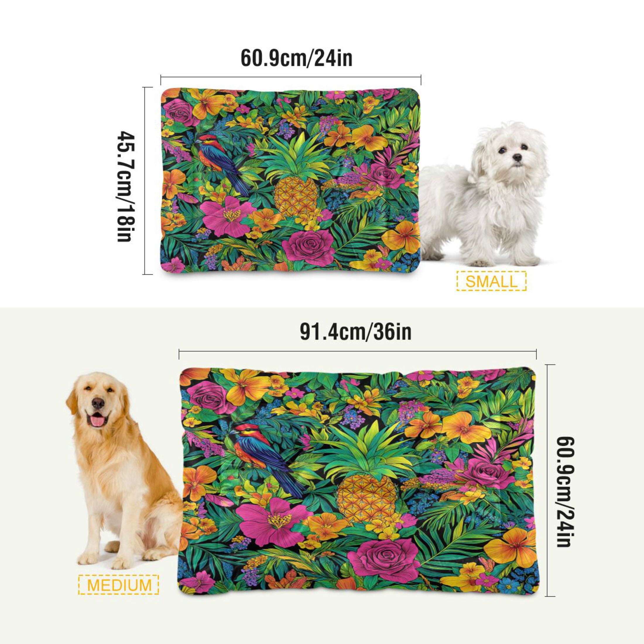 Qxltty Tropical Pineapple Ped Pad Wear-resistant and Hard to Bite Through Sleeping Pad for Small Medium Large Dogs Winter Pet Bed 36×24in