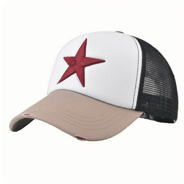 Tauxra Casquette de Baseball Brodée Étoile à Cinq Branches Ajustable en Coton Sergé Unisexe pour Randonnée Course Golf