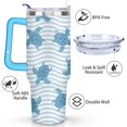 thumbnail image 3 of 40oz Cute Ocean Life Turtle Stainless Steel Flip Straw Tumbler Spill Proof Travel Cup Double Wall Vacuum Insulated Coffee Mug with Top Handle, 3 of 6