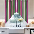 thumbnail image 2 of Swag Curtain Valances Pink Striped Swag Valances for Kitchen Windows Geometric Green Stripes Short Topper Curtains Valance Tier Pair for Kitchen Bedroom Living Room Bathroom 28"x36", 2 of 8