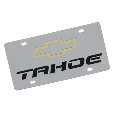 Chevy Tahoe Dual Logo License Plate (Gold On Chrome)