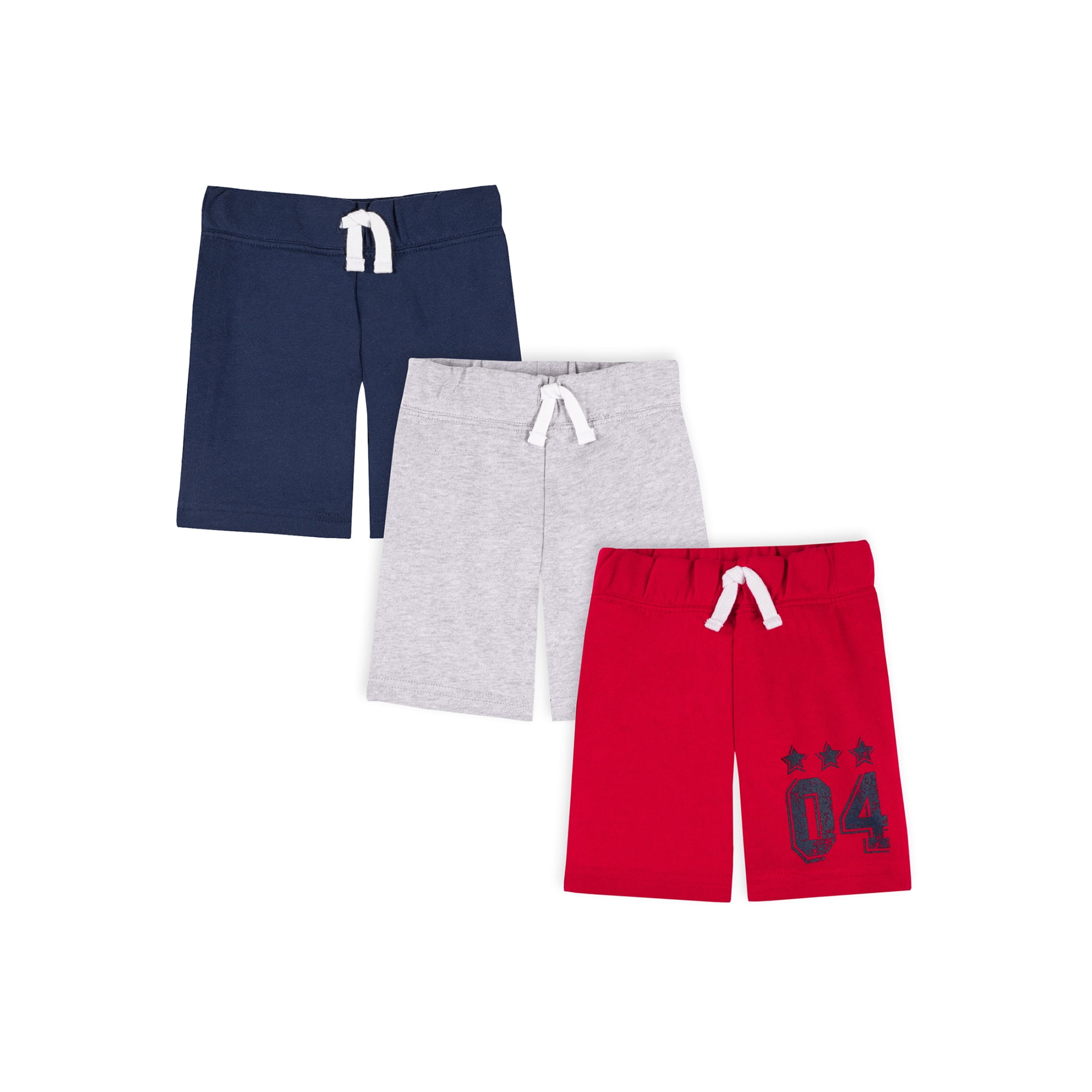 Little Star Organic Toddler Boy 3 Pk Pull-On Athletic Shorts, Size 12 Months-5T