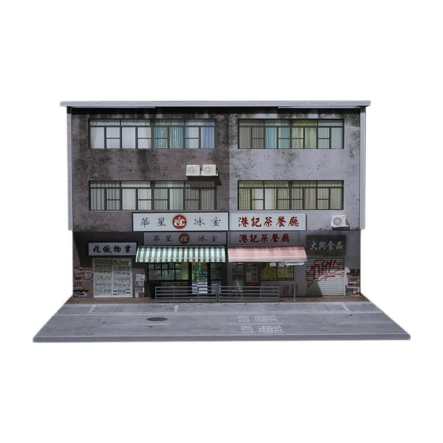 TISHITA 1/64 Scale Scene Model Car Parking Lot with Light Simulation Decorative Realistic Decoration Diorama Building Miniature Scene Style A