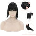 thumbnail image 3 of MY-LADY 100% Remy Human Hair Women Topper Hair Toppers Silk Base Hair Pieces Clip In Hair Topper with 3D Air Bangs 17 Colors 14inch #01 Jet Black, 3 of 8