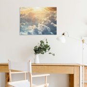 Pratyus Clouds Sun Sky Canvas Wall Decor for Bathroom Art Modern Prints - Ready To Hang Home Room Decor 16x12in