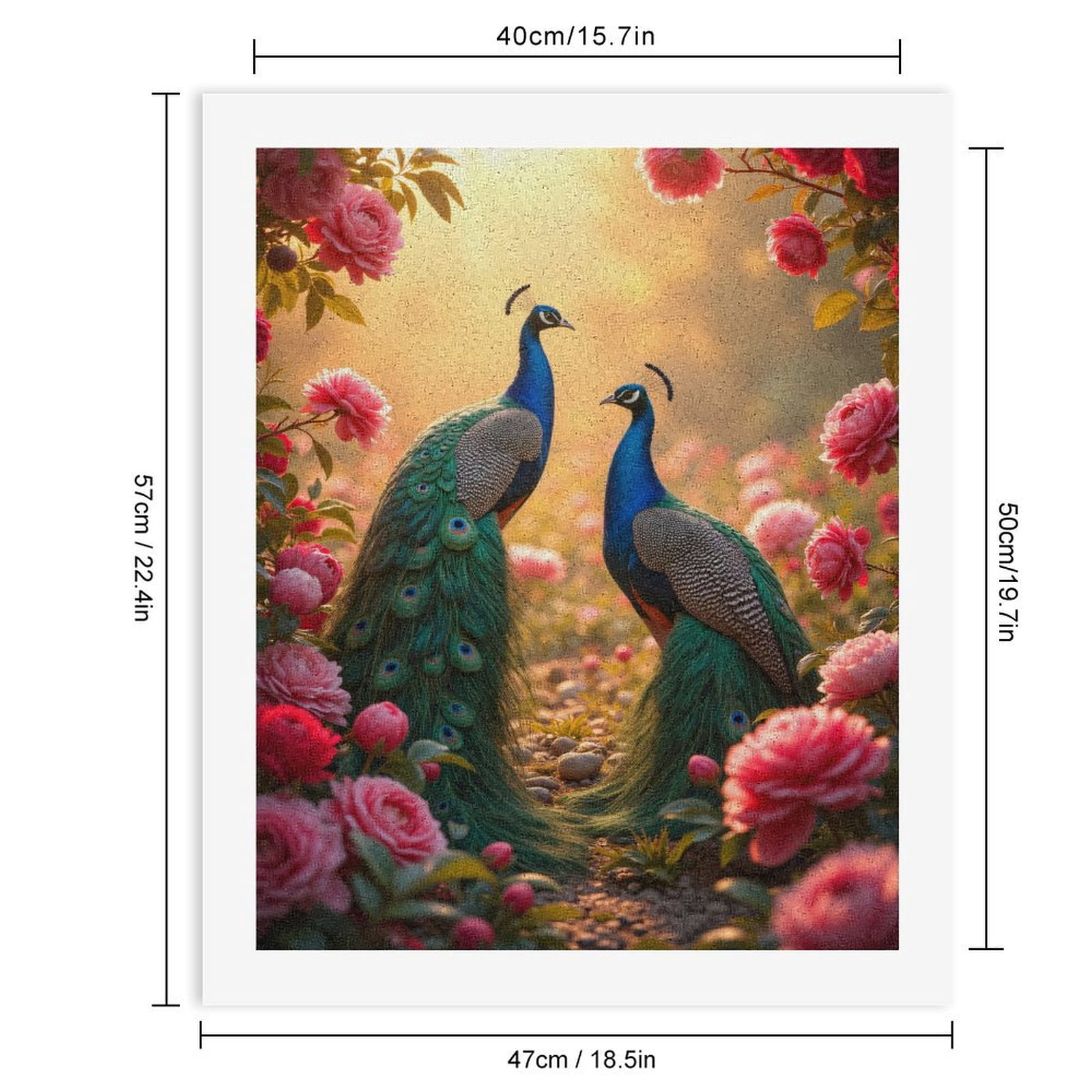 Paint By Numbers Kit for Adults Beginner - DIY Peacocks In Rose Garden Sunrise Canvas Painting Kits for Adults, Frameless Paint By Number for Adults for Home Wall Decor 16x20 Inch