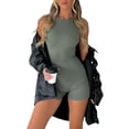 thumbnail image 3 of xiaxaixu Justaucorps pour Femmes Été Court Moulant Combinaison Couleur Unie Sans Manches Col Rond Justaucorps Ajusté, 3 of 7