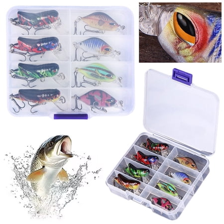 Hersfrd 8Pcs Mini Crankbait Wobbler Fishing Lures Artificial Hard Bait Minnow Swimbait
