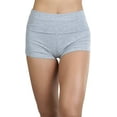 thumbnail image 4 of ToBeInStyle Women's Wide Waistband Rollover Yoga Shorts - Light Heather Grey - M, 4 of 6