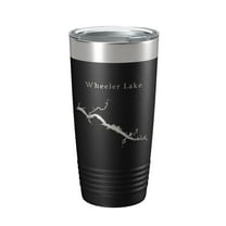 Wheeler Lake Map Tumbler Travel Mug Insulated Laser Engraved Coffee Cup Alabama 20 oz Black
