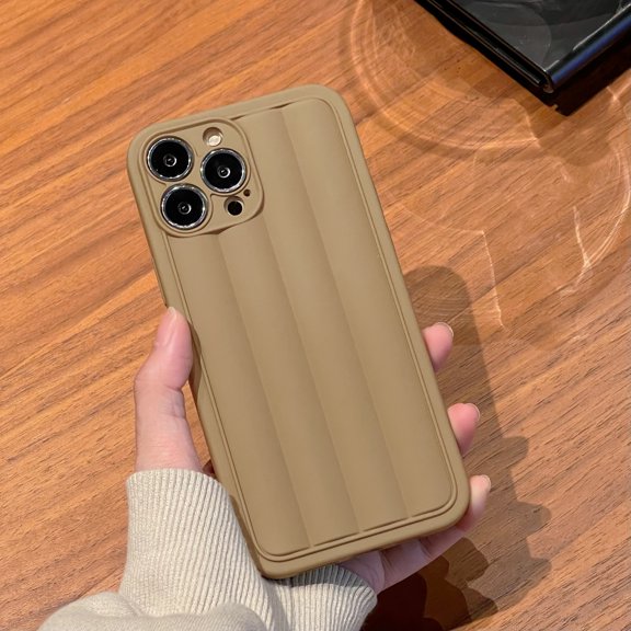 iPhone 13 Pro Max Case 6.7", Fashion Slim Shockproof Soft Rubber Hybrid Rugged Back Cover, Coffee