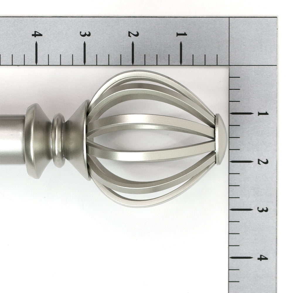 Lumino 1" Nickel Regis Cage Adjustable Single Curtain Rod Set, 42"-120"