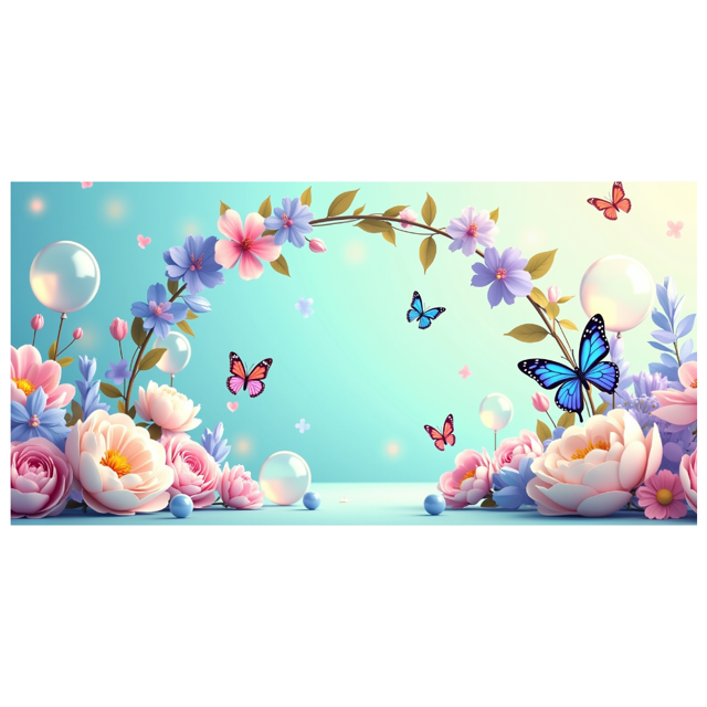 Floral Butterfly Theme Spring Backdrop Decoration Banner for Party Wedding Photography Baby Shower Event Decor Background Celebration