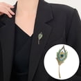 thumbnail image 2 of Visland Retro Colorful Rhinestones Inlaid Brooch Peacock Feather Shape Suit Pin Lapel Shawl Coat Hat Badge Accessories, 2 of 7