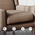 thumbnail image 5 of AFO Modern Accent Chair Set of 1, High Back Upholstered Fabric Armchair with Wood Legs, Mid-Century Wingback Chair for Living Room Bedroom, Brown, 5 of 10
