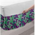 thumbnail image 2 of Floral Bed Skirt, Close up Silhouettes of Blossoming Hawaiian Plantation, Elastic Bedskirt Dust Ruffle Wrap Around for Bedding Decor, 4 Sizes, Dark Magenta Sea Green, by Ambesonne, 2 of 2