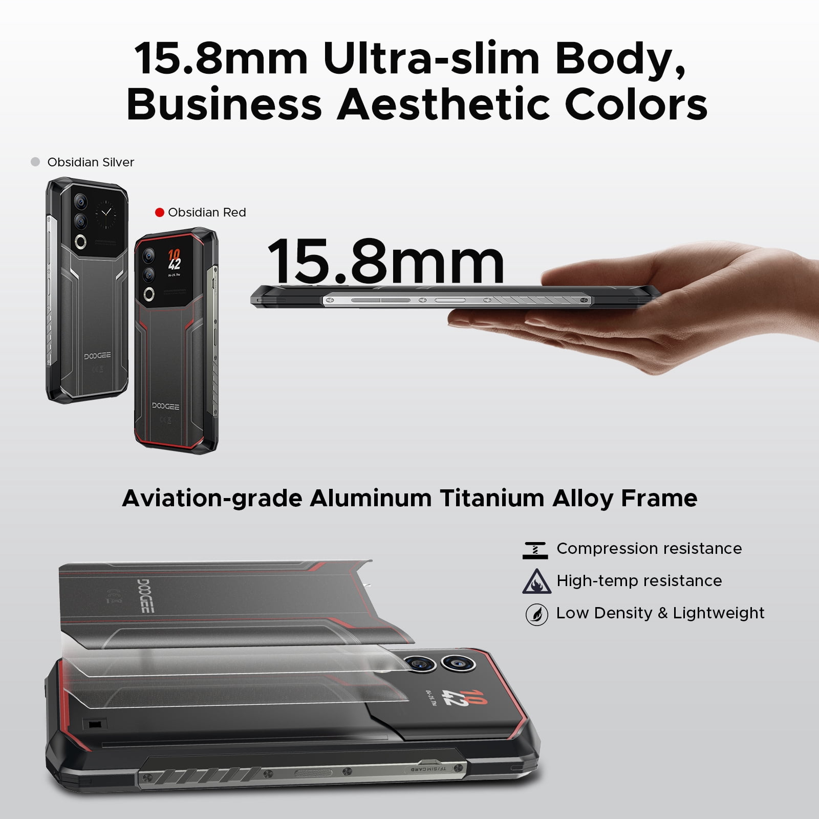 DOOGEE Blade 20 Ultra Rugged Phone Unlocked,32GB+512GB,10300mAh Large Battery Rugged Smartphone with 1.54"IPS Rear Display,6.6"HD+90Hz Android 14,50MP+8MP,IP68/IP69K Waterproof Phones,Face ID/NFC/OTG