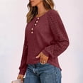 thumbnail image 4 of XYAIYT Women Knitted Blouses Round Neck Lace Long Sleeve Tops Casual Loose Button Down Shirts Dressy Casual, 4 of 5