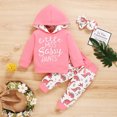 thumbnail image 2 of LNMQLPDBS Toddler Girl Clothes Hoodie Set Infant Dino Graphic Pullover and Cuffed Jogger Pants with Matching Headband Toddler Cute 3 Piece Outfit for Holiday Daily Wear, 2 of 9