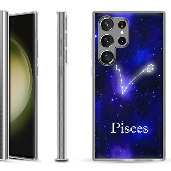 Shockproof Gel Phone Case for Samsung Galaxy S23 Ultra 5G, by OneToughShield ® - Pisces