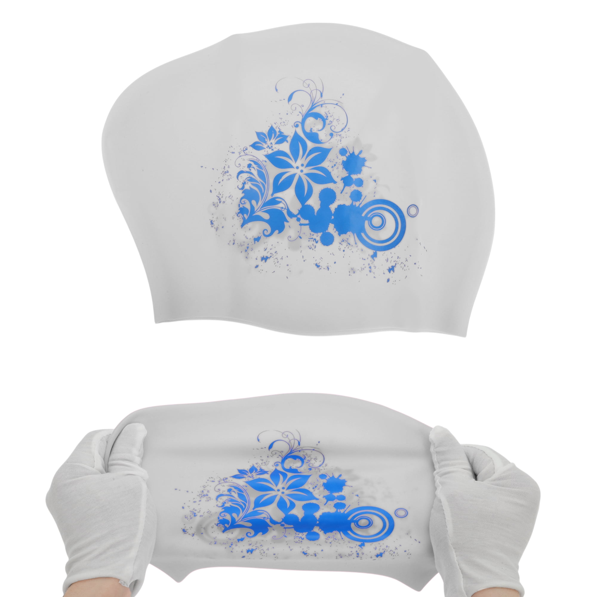 Unique Bargains Floral Pattern Swim Cap 1Pc Gray