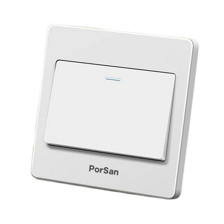 PorSan Switches, electric, Single Pole, House Lighting Switch, Wall Plate Included, White