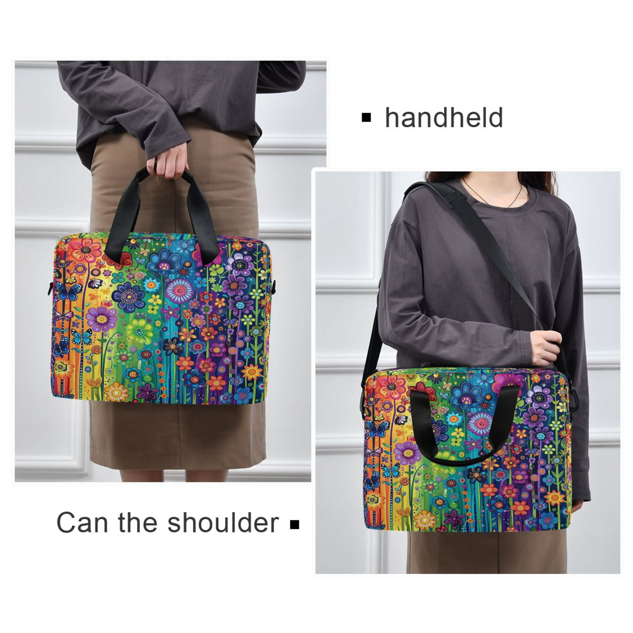 Laptop Bag Laptop Briefcase 15.7 x 3 x 11.8 Inches Laptop Bag Briefcases Laptop Storage Travel Laptop Bag Work Laptop Bag Purple Flowers and Butterflies
