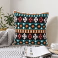 thumbnail image 2 of Velvet Decorative Throw Pillow Covers Set of 2, Soft Square Cushion Cover with Invisible Zipper Bohemian Ethnic Tribal Style Printing, 16"x16", 2 of 7