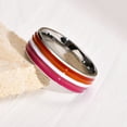 thumbnail image 3 of Stainless Steel Lesbian LGBT Ring for Women Couple , pride Love Promise Band Stripe Flag Color Engagement Rings, 3 of 4