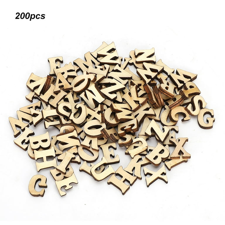 DOACT 200PCS Small Wooden Craft Alphabet Letters, DIY Log Letter