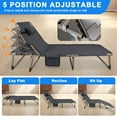 Folding Camping Cot Bed with Pillow, Adjustable 5-Position Folding Chaise Lounge Chair, Portable Guest Bed & Outdoor Folding Sleeping Cots Bed for Home, Office, Camping, Indoor, Outdoor