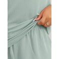 thumbnail image 5 of DARING DIVA Women's Ribbed Knit Casual Short Sleeves Pajamas Sets L Green, 5 of 6