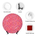 thumbnail image 4 of Balery Colorful Sprinkles Donuts Print Bone China Decorative Plate Ceramic Dinner Plates Art Crafts with Display Stand-8in, 4 of 6