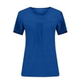 thumbnail image 6 of Summer Oversize Shirts for Womens 2025 Fashion Solid Color Short Sleeve Round-Neck Blouses, 6 of 7