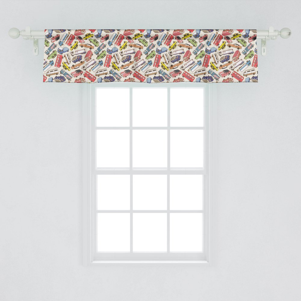 Ambesonne Cars Window Valance, Transport and Logistics Theme with Lorry