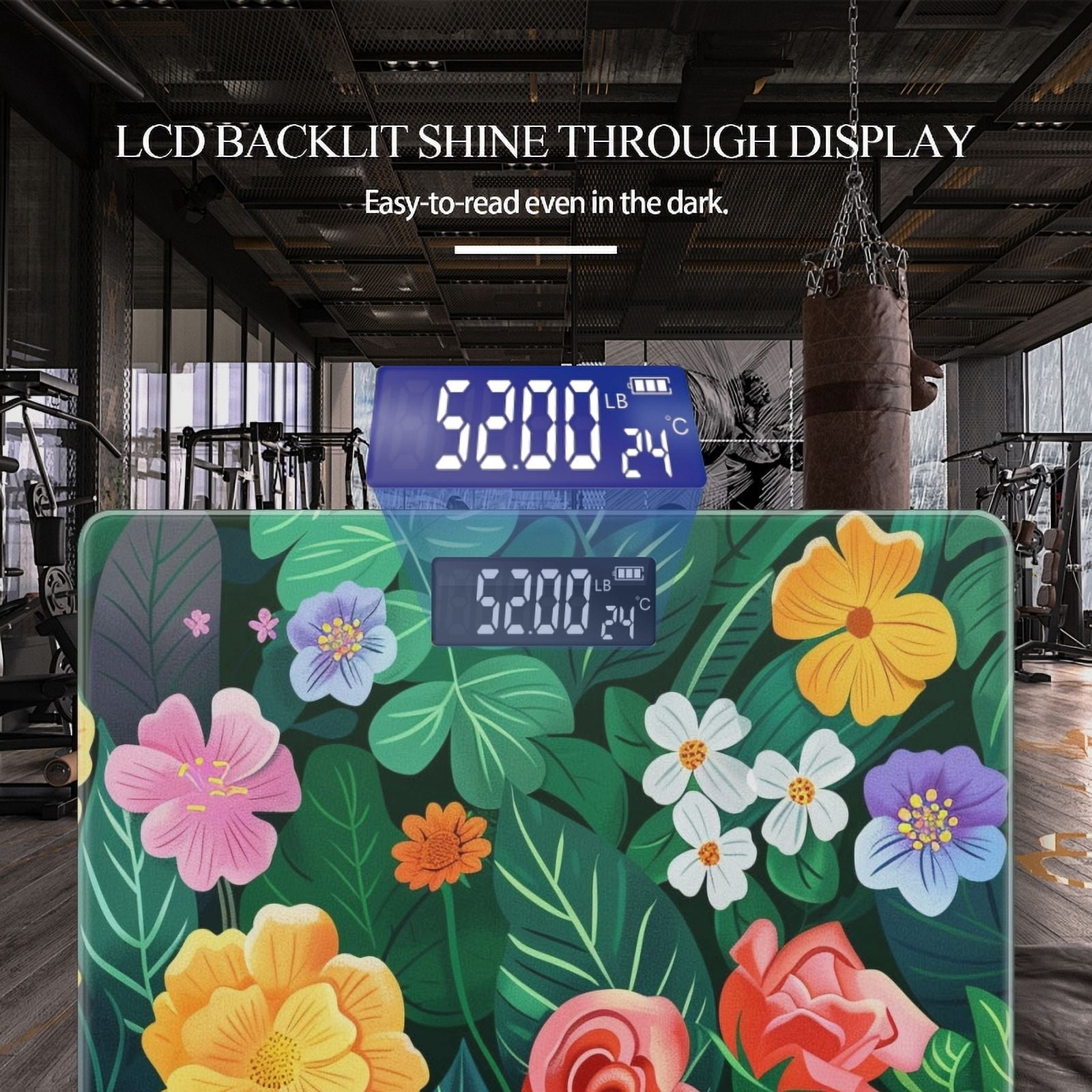 Bathroom Scale, Highly Accurate Digital Body Scale,Precisely Measures Weight up to 400 lbs-Vibrant Vector Illustration Of Various Flowers And Leaves
