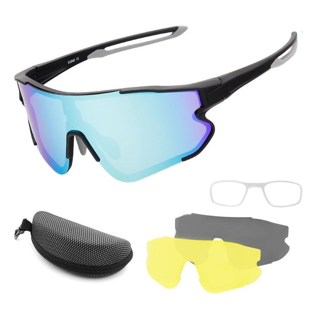 Gafas de sol con 2 lentes intercambiables UV400 Gafas de sol deportivas MTB Gafas de bicicleta de carretera para hombres Mujeres Correr Conducir Pesca Béisbol Golf