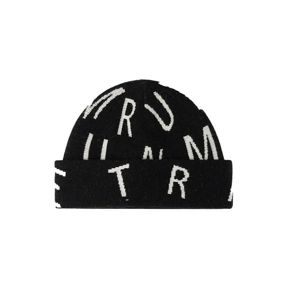 TELOLY Mens Hats,All-In-One Knitted Hat Beanies Hats Men,Letter Jacquard Intensification Bucket Hats for Men,Black
