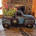 thumbnail image 5 of Vintage Flower Arrangement Truck Ornament, Farmhouse Rustic Metal Texture Truck Planter Retro Truck Decor, Rustic Vintage Truck Car Decorations Tabletop Decorative Storage, 5 of 9