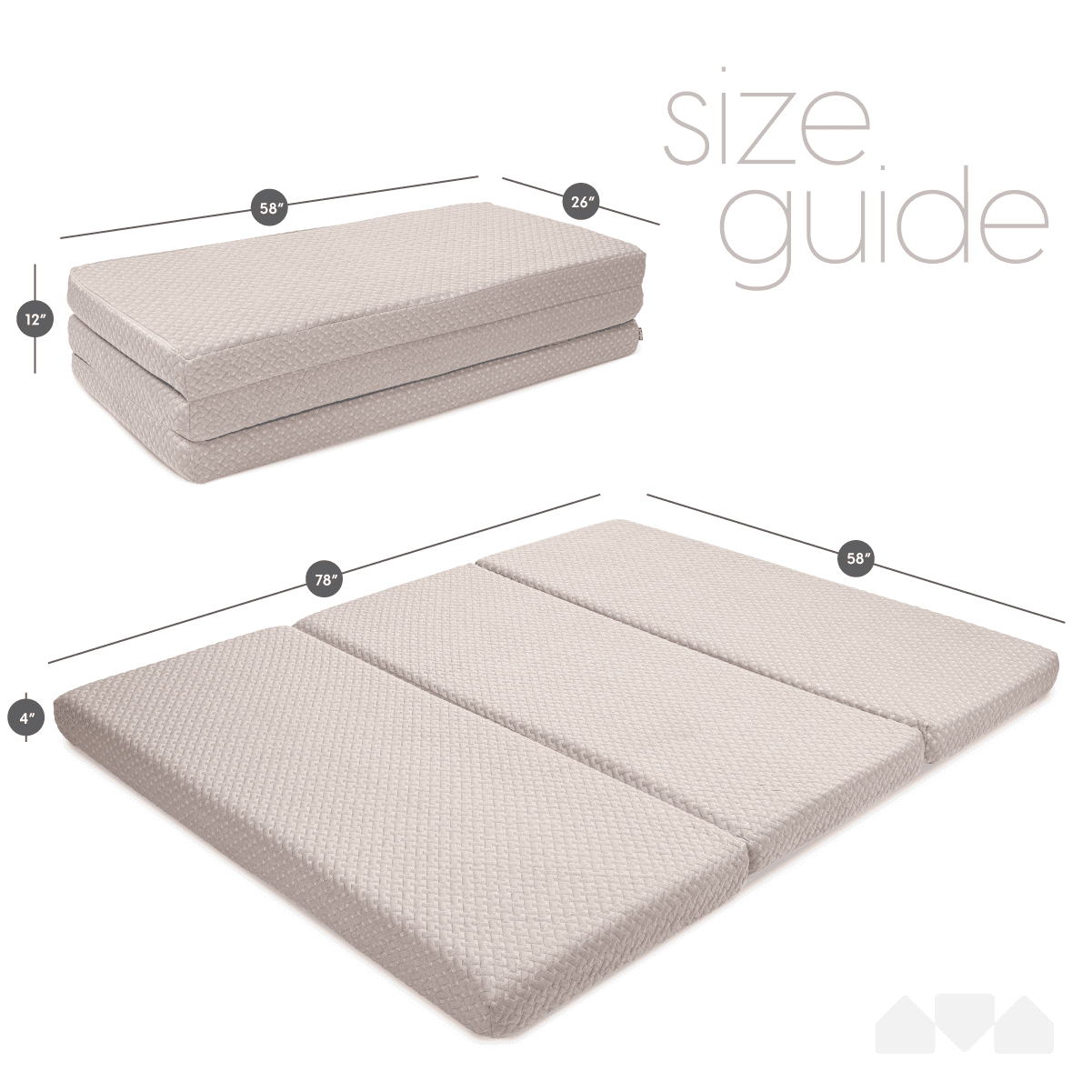 Milliard Premium Folding Mattress, Memory Foam Tri Fold, Waterproof Washable Cover, Queen (78"x58"x4")